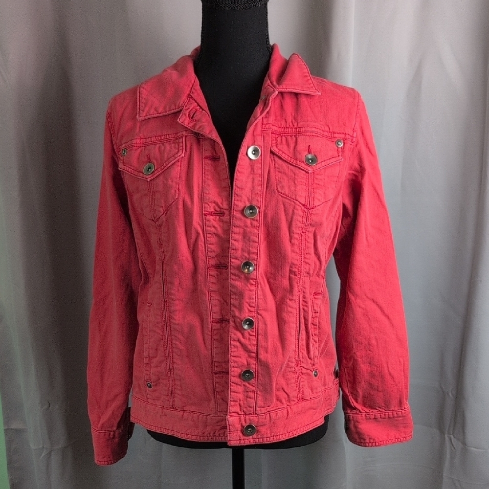 Chico's Red Jean Jacket Classic‎ Denim Style